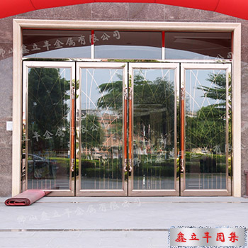 鏡面玫瑰金不銹鋼地彈簧門(mén)